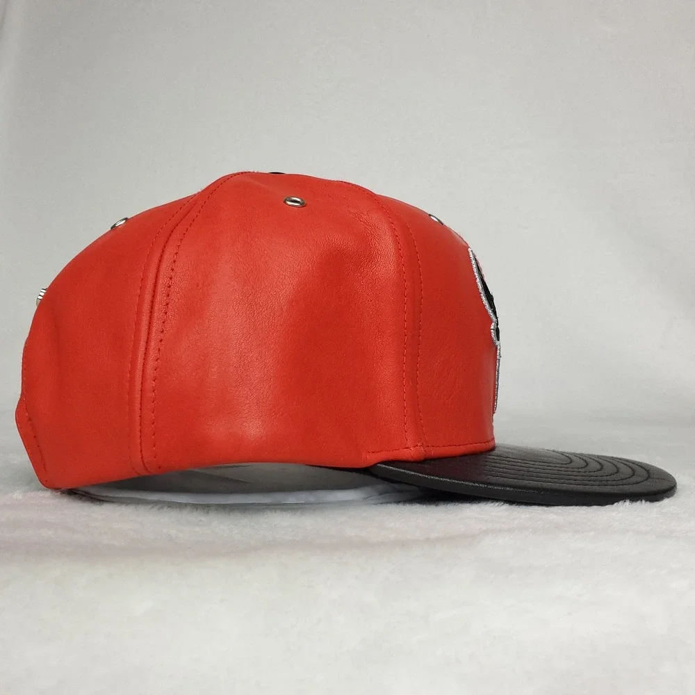 Chicago Bulls Mitchell & Ness NBA Snapback 3D Logo‎ Red Black Leather New